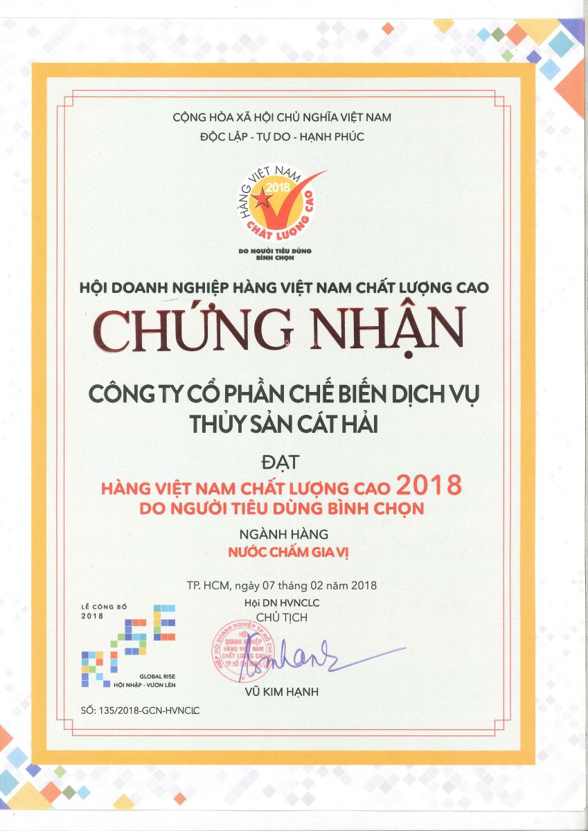 Hàng Việt Nam chất lượng cao năm 2018